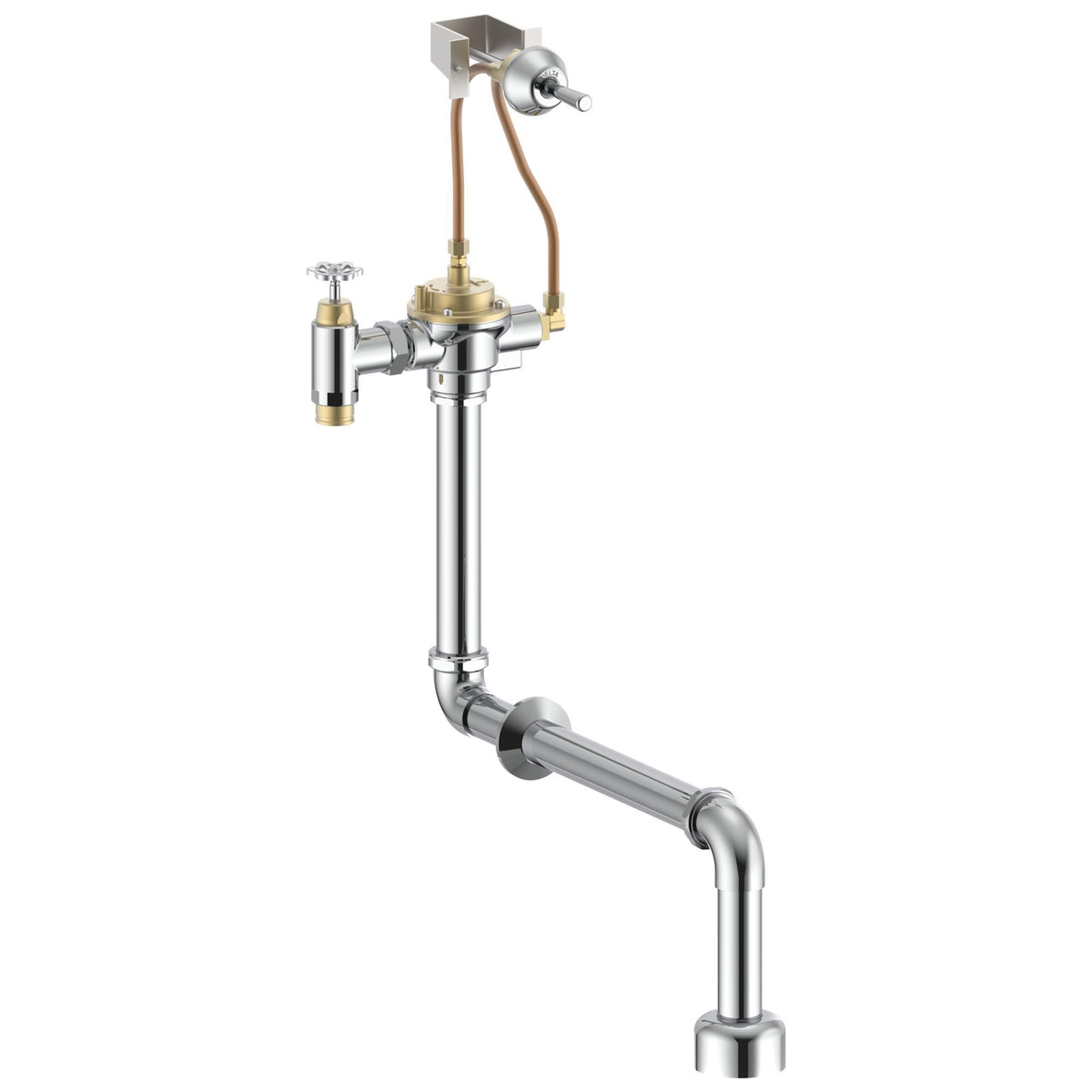 Commercial Teck® 83T341 Concealed Manual Flush Valve, 25 gpm, 1-1/2 in Inlet, 1-1/2 in Spud, 25 psi, Polished Chrome, Import