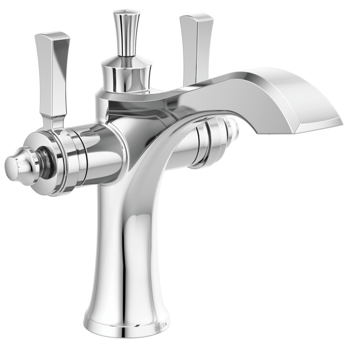 DELTA® 856 Dorval™ Monoblock Bathroom Faucet, DELTA® Dorval™ Monoblock Bathroom Faucet, Commercial/Residential, 1.2 gpm Flow Rate, 5-1/2 in H Spout, 2 Handles, 1 Faucet Holes, Function: Traditional