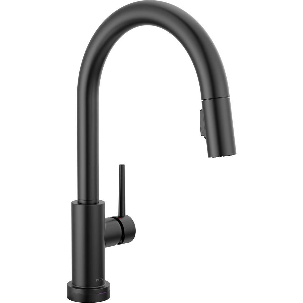 DELTA® 9159TV-BL-DST Trinsic® Pulldown Kitchen Faucet, 1.8 gpm Flow Rate, Matte Black, 1 Handles, 1/3 Faucet Holes, Function: Touchless, Commercial/Residential