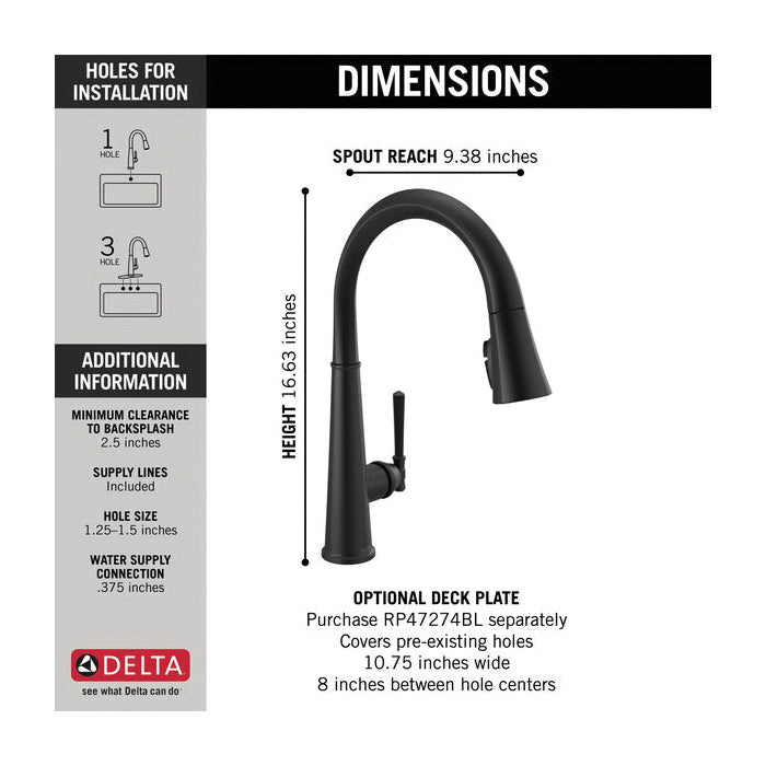 Emmeline - Pull-Down Kitchen Faucet - Deck Mount - 1 Handle