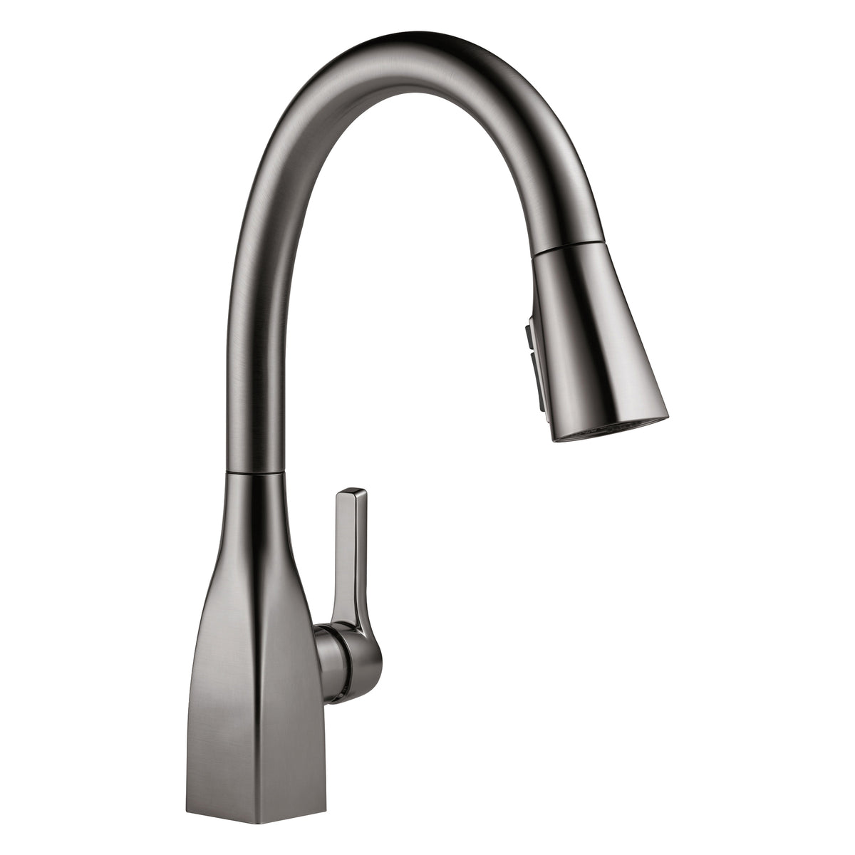 DELTA® 9183-KS-DST Mateo® Water Efficient Kitchen Faucet With ShieldSpray® Technology, 1.8 gpm Flow Rate, Black Stainless, 1 Handles, 1/3 Faucet Holes, Function: Traditional, Domestic