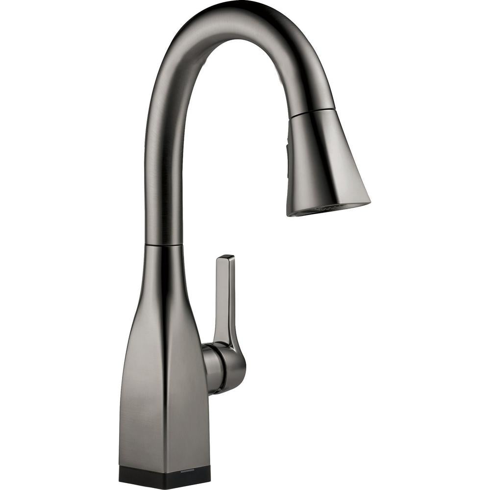 DELTA® 9983T-KS-DST Mateo® Water Efficient Bar/Prep Faucet With Touch2O® Technology, 1.8 gpm Flow Rate, Black Stainless, 1 Handles, 1/3 Faucet Holes, Function: Traditional, Domestic