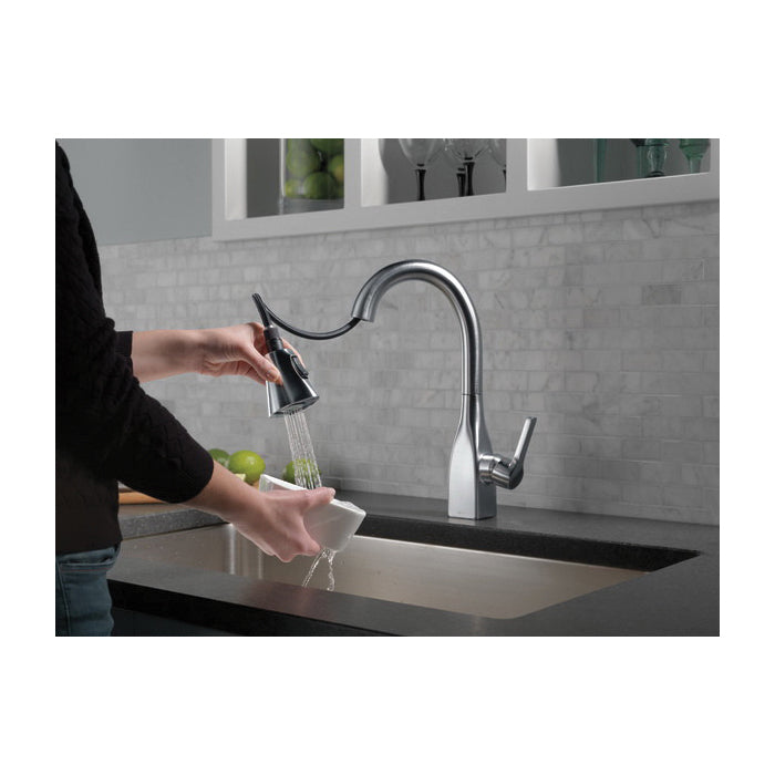 DELTA® 9983-AR-DST Pull-Down Bar/Prep Faucet, Mateo®, Arctic™ Stainless Steel, 1 Handle, 8 in Center, 1.8 gpm