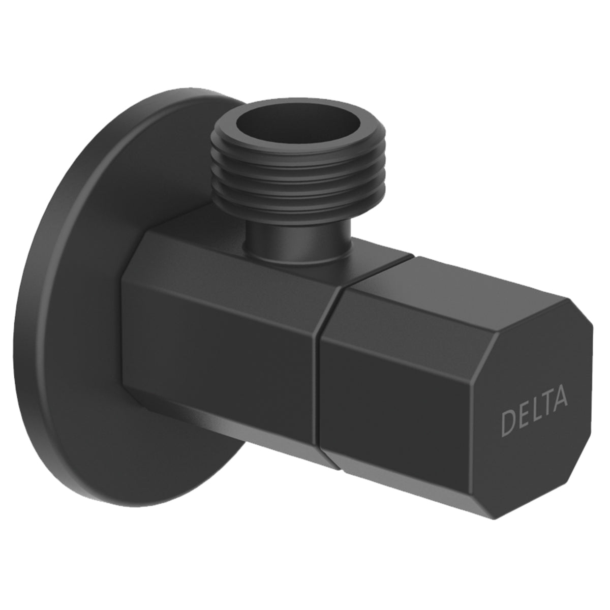 DELTA® IAO36005-BL Rectangular Angle Valve With Flange, G1/2 in Nominal, MNPT End Style, Brass Body, Knob Handle Actuator, Matte Black, Import