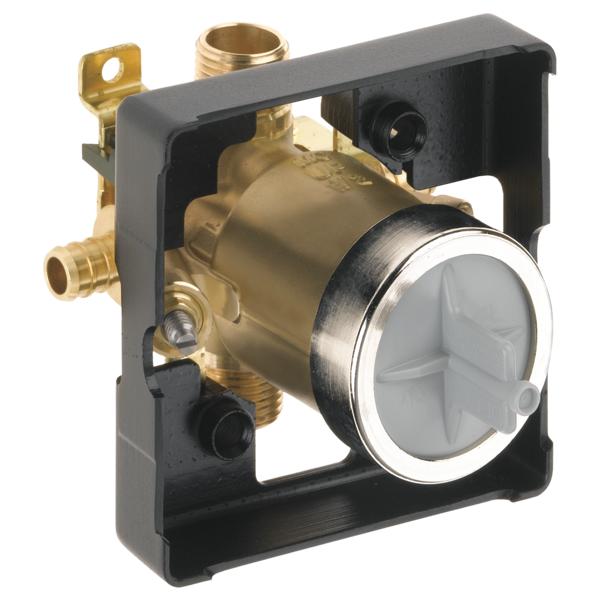 DELTA® R10000-PXWS Universal Tub and Shower Rough-In Valve Body, 1/2 in PEX Crimp Inlet x 1/2 in PEX Crimp Outlet, Forged Brass Body