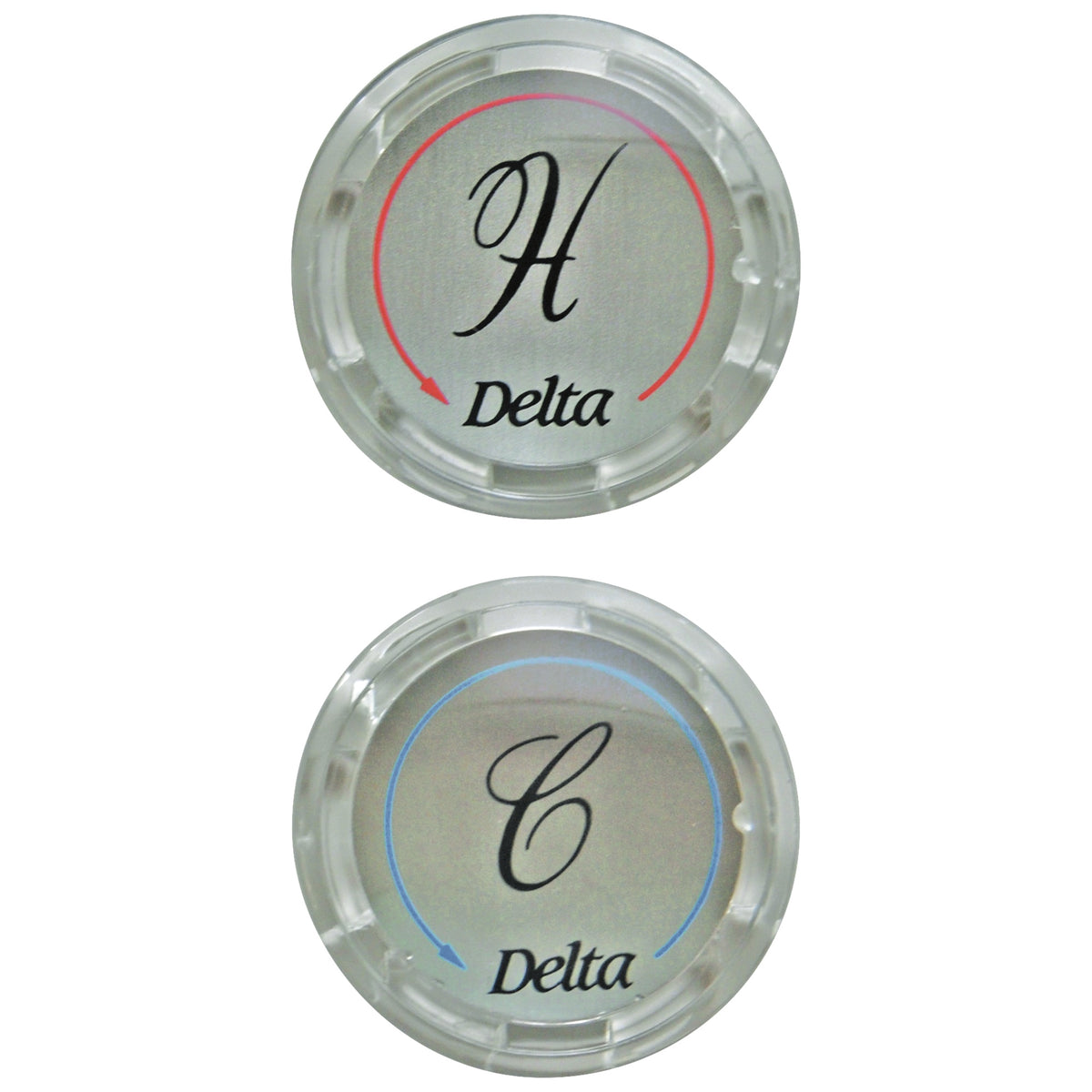 DELTA® RP19659 Replacement Two Button Set, For Use With (2) Clear Kitchen Faucet Handle, Plastic, Polished Chrome, Domestic