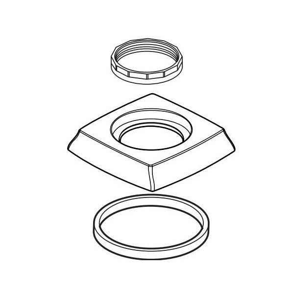 DELTA® RP77196BL Ashlyn® Handle Base/Gasket and Nut, For Use With Ashlyn® T2764/T4764 Roman Tub Trim, 2.63 in L x 2.63 in W x 1/2 in H, Matte Black, Import