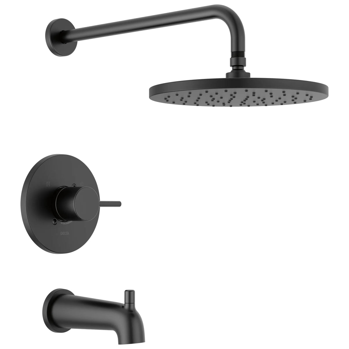 Round Plate Hand Shower and Rough Valve - Matte Black