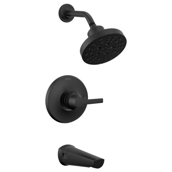 DELTA® T14472-BL Monitor® 14 Series Tub and Shower Trim With H2Okinetic® Technology, 6 gpm Valve, 1.75 gpm Shower, Matte Black