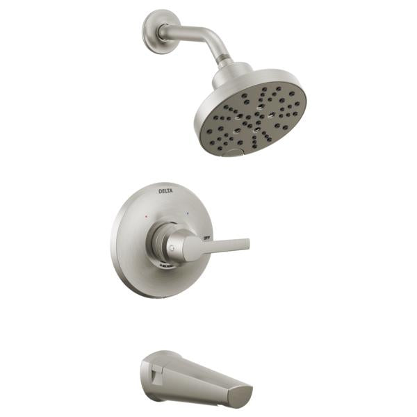 DELTA® T14472-SS-PR Monitor® 14 Series Tub and Shower Trim With H2Okinetic® Technology, 6 gpm Valve, 1.75 gpm Shower, Lumicoat™ Stainless