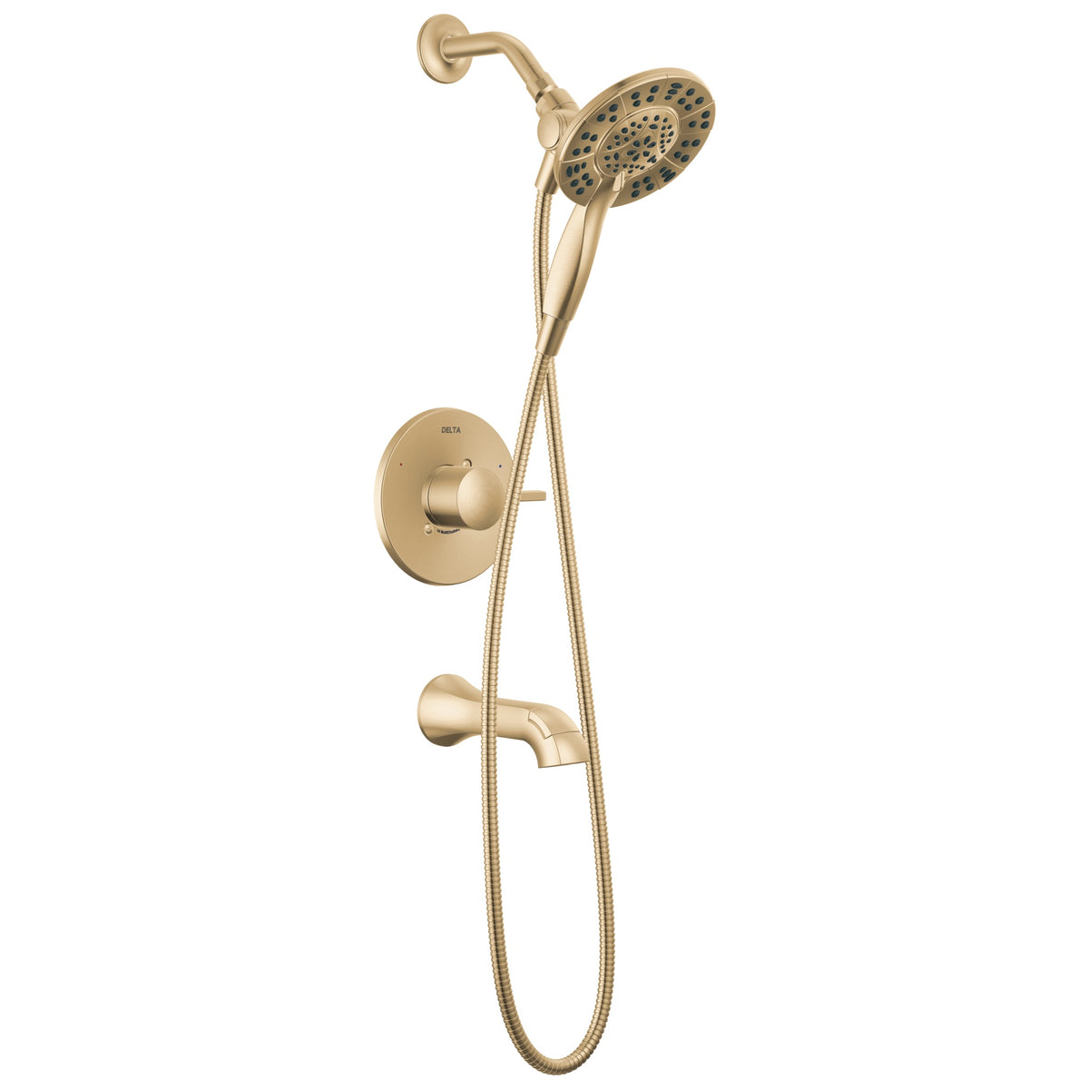 DELTA® T144855-CZ-I Round Plate Tub Shower Trim, 1.75 gpm Shower, Champagne Bronze