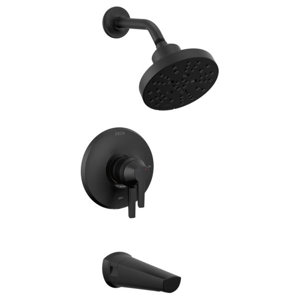 DELTA® T17472-BL Monitor® 17 Series Tub and Shower Trim With H2Okinetic® Technology, 6.2 gpm Valve, 1.75 gpm Shower, Matte Black