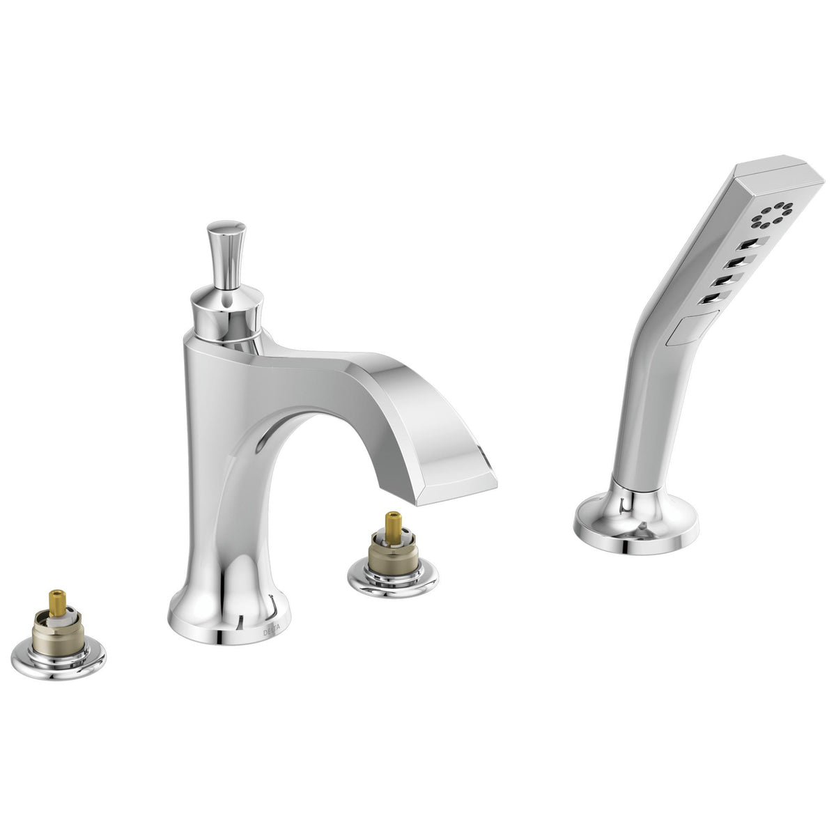DELTA® Dorval™ Roman Tub With Diverter, Commercial/Residential, 18 gpm Flow Rate, 8 to 16 in Center, Function: Traditional