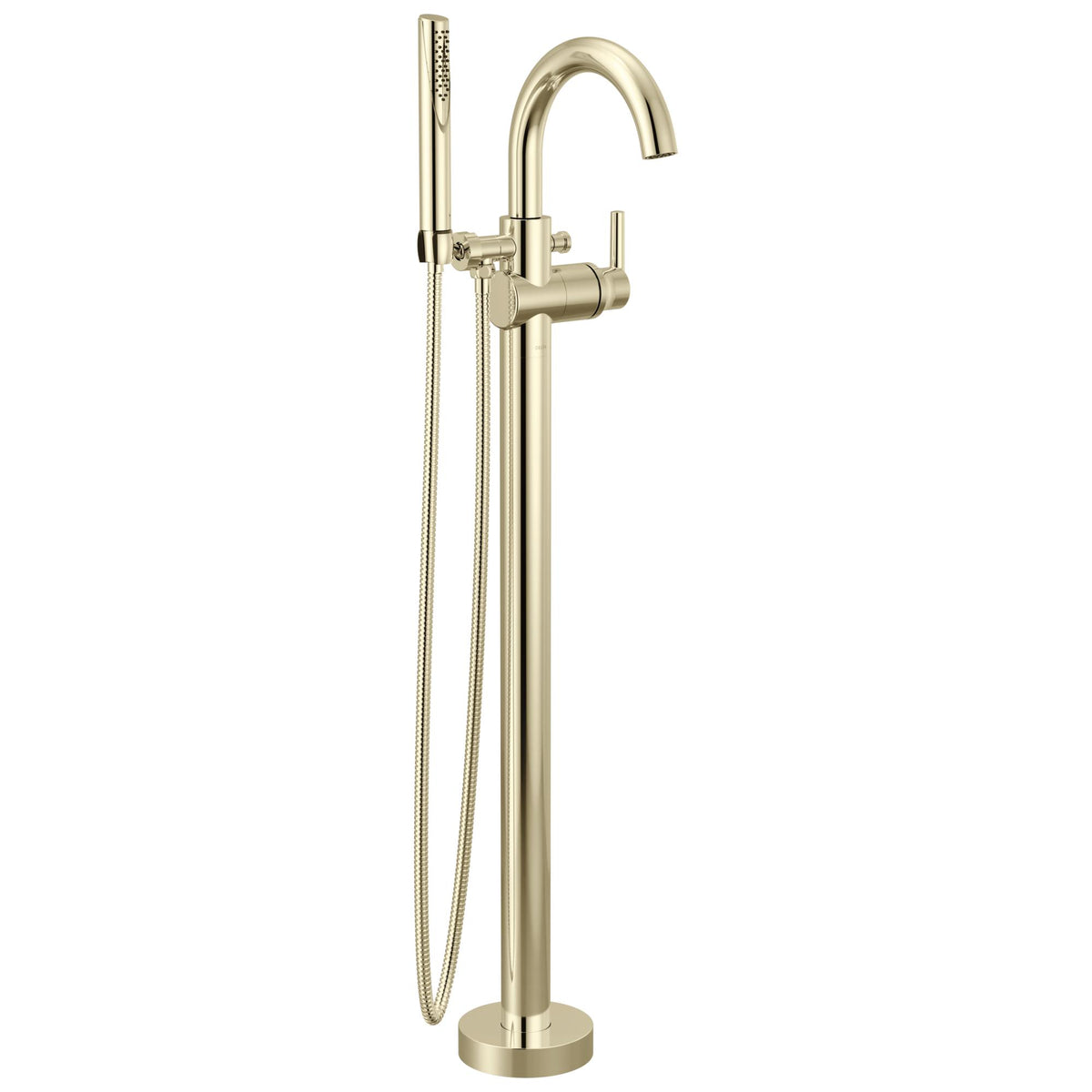 DELTA® T4759-PNFL T4759 Trinsic® Floor Mount Tub Filler, 1.75 gpm Flow Rate, Polished Nickel, 1 Handles