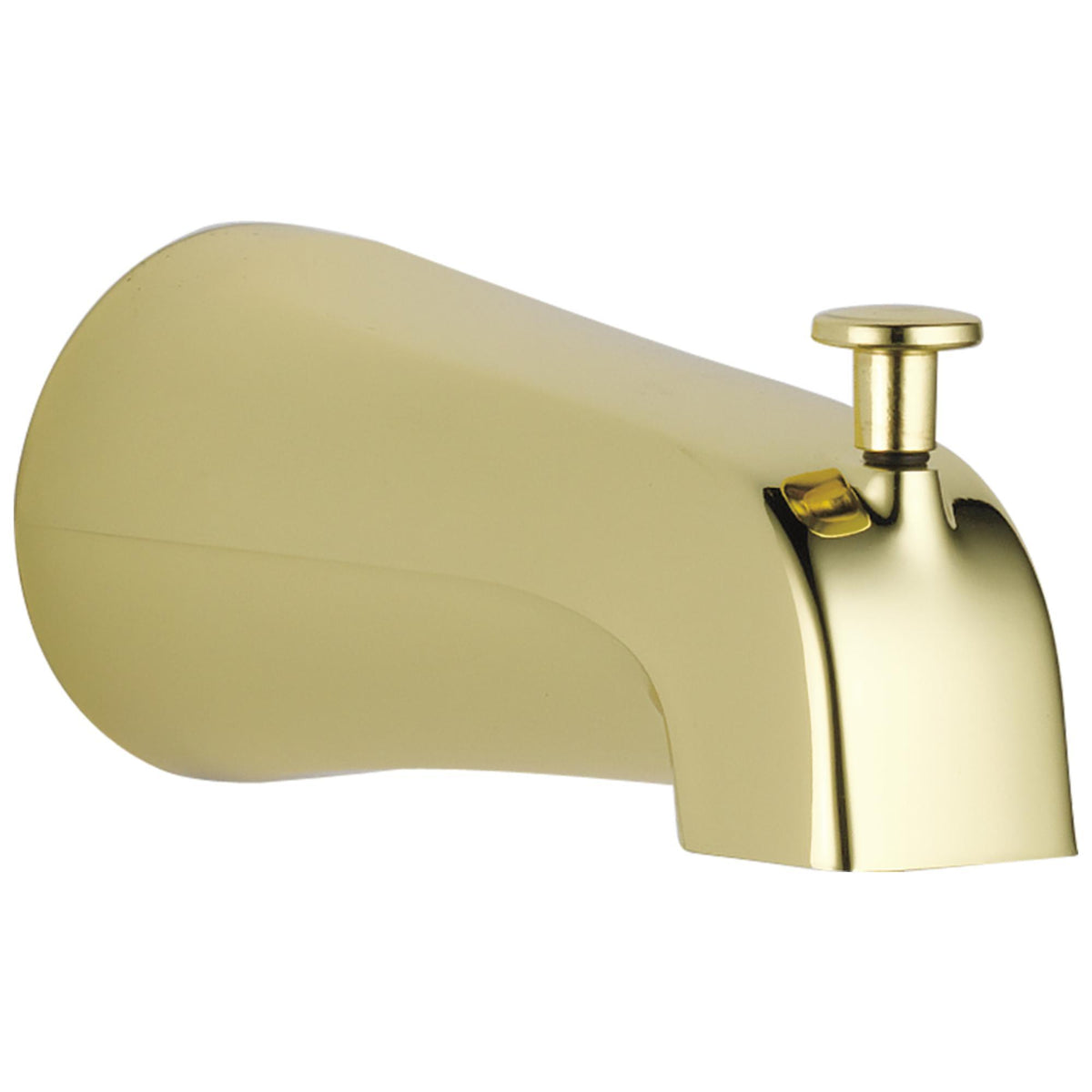 DELTA® U1075-PB-PK Tub Spout With Pull-Up Diverter, 1/2 in, 5-1/4 in Spout Reach, Brilliance® Polished Brass, Import