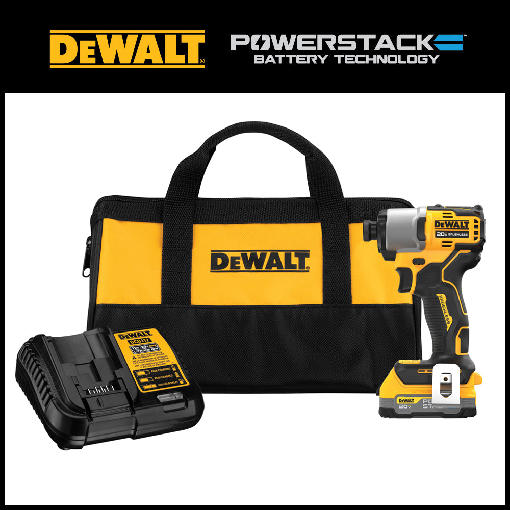 DeWALT® DCF840E1 Brushless Cordless Impact Driver Kit, 1/4 in, 3200 ipm, 1700 in-lb Torque, 20 V