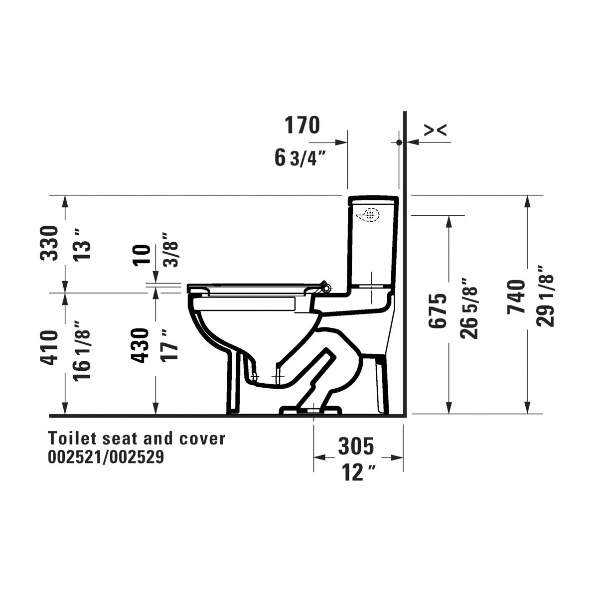 DURAVIT D4060000 1-Piece Toilet Kit, DuraStyle Basic, 16-1/8 in H Rim, White