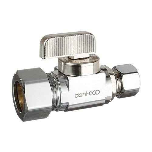 dahl dahal-Eco™ mini-ball™ 511-33-31 Straight Supply Stop, 5/8 x 3/8 in Nominal, Compression End Style, 250 psi Pressure, Brass Body, Polished Chrome, Domestic