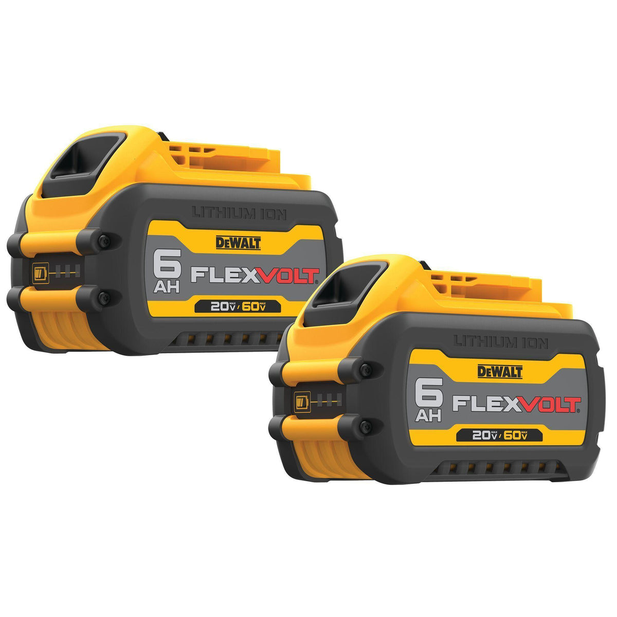 DeWALT® FLEXVOLT™ DCB606-2 Battery Pack, 6 Ah Li-Ion Battery, 20/60 V AC Charge, For Use With DEWALT 20V/60 V Cordless Tools