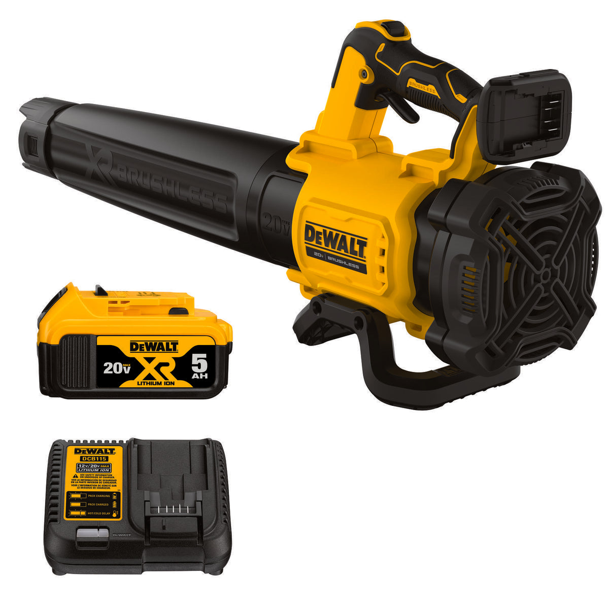 DeWALT® DCBL722P1 XR® Brushless Handheld Blower, 450 cfm Air Flow, 125 mph Air Velocity, 20 V DC 5 Ah Li-Ion Battery