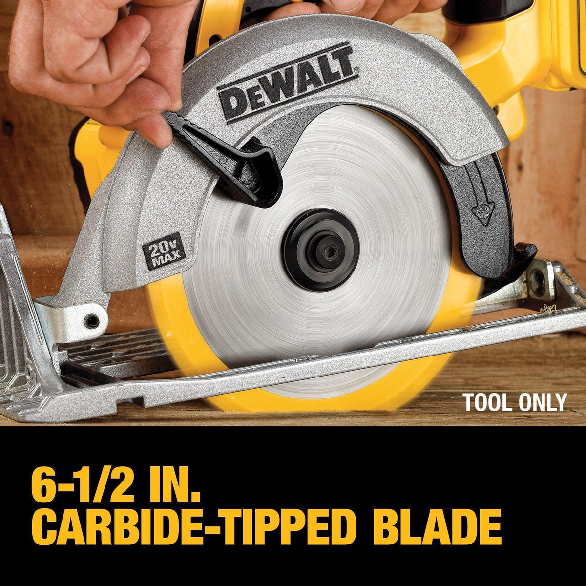 DeWALT® DCS391B Cordless Circular Saw, 6-1/2 in Dia Blade, 5/8 in Arbor/Shank, 20 V DC, 1-5/8 in at 45 deg, 2-1/4 in at 90 deg D Cutting, Li-Ion Battery, Left Blade Side