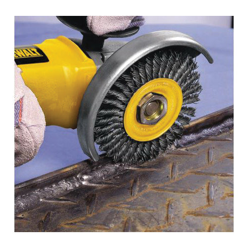 DeWALT® High Performance™ DW4925 Wire Wheel Brush, 4 in Dia Brush, 1/2 in W Face, 0.02 in Dia Stringer Bead Filament/Wire, 5/8-11 Arbor Hole