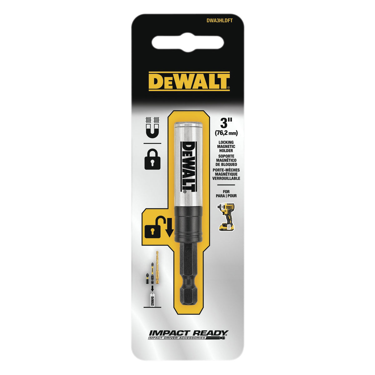 DeWALT® DWA3HLDFT Magnetic Impact Bit Holder, 1/4 in