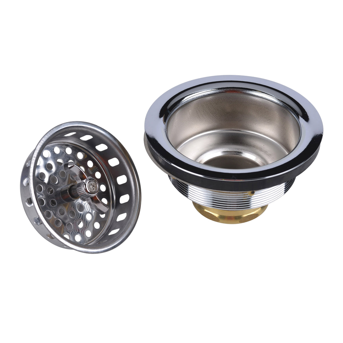 Dearborn® DB711BN Spin-N-Lock Sink Basket Strainer, Brass, Polished Chrome, Import