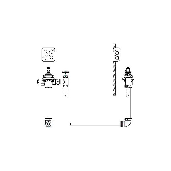 Commercial Teck® 1600T6404ARI-19 Concealed Electronic Flush Valve, 8 gpm, 3/4 in Spud, 25 psi, Polished Chrome, Import