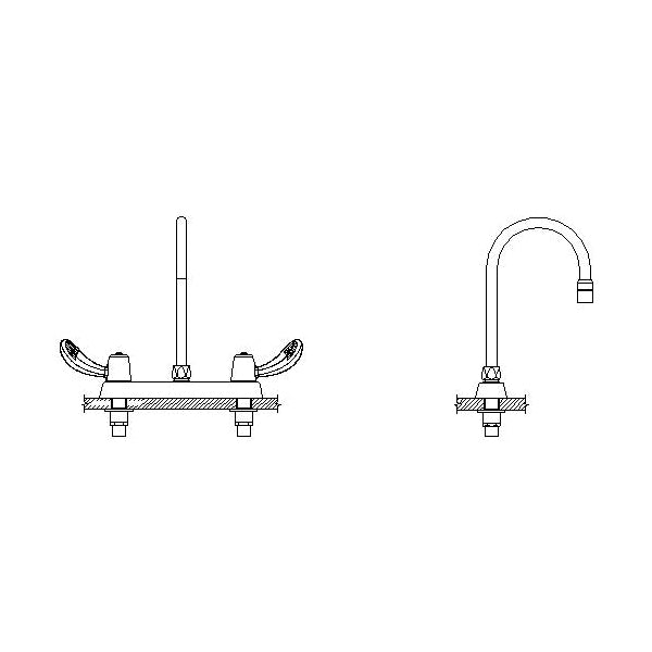 DELTA® 26C3952-TI Sink Faucet, 0.5 gpm, 8 in Center, Gooseneck Spout, Chrome Plated, 2 Handles, Side Spray(Y/N): No, Import, Commercial