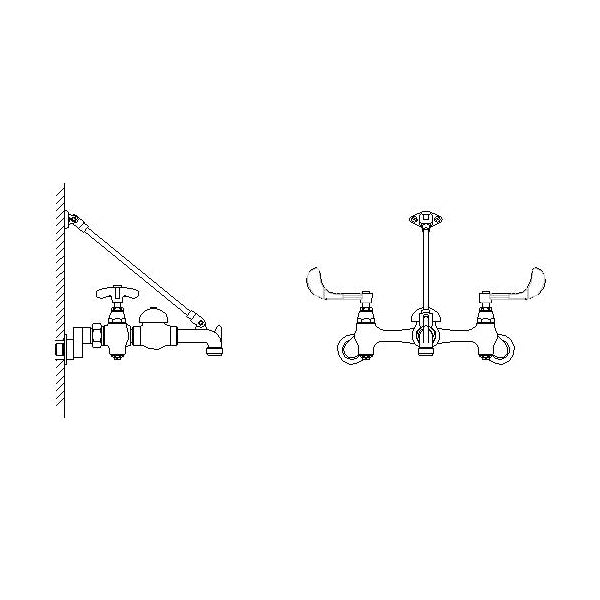 DELTA® 28C9LH-AC 28T Service Sink Faucet With Integral Check Stop, Wall Mount, 2 Handles, 5-1/2 to 10-1/2 in Center, 4 gpm Flow Rate, Rough Chrome