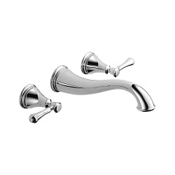 DELTA® Cassidy™ Widespread Lavatory Faucet, Commercial, 1.5 gpm Flow Rate, 8 in Center, 2 Handles, Push Pop-Up Drain, Function: Traditional