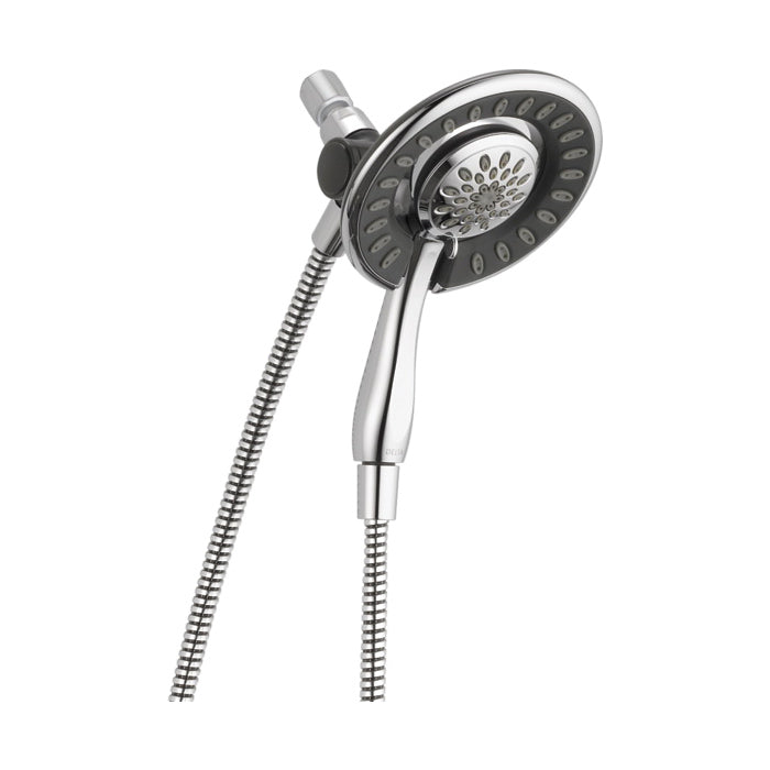 DELTA® 58065 In2ition® 2-in-1 Hand Shower, 6 in Dia 4-Function Shower Head, 2 gpm Flow Rate, 69 in L Hose, 1/2 in Connection, Polished Chrome, Import
