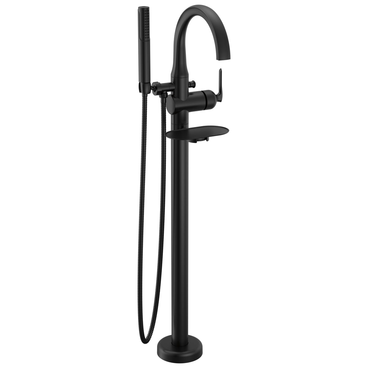 DELTA® T4745-BLFL Bonacci™ Floor Mount Tub Filler Trim, 1.75 gpm Flow Rate, Matte Black, 1 Handles, Yes, Commercial/Residential