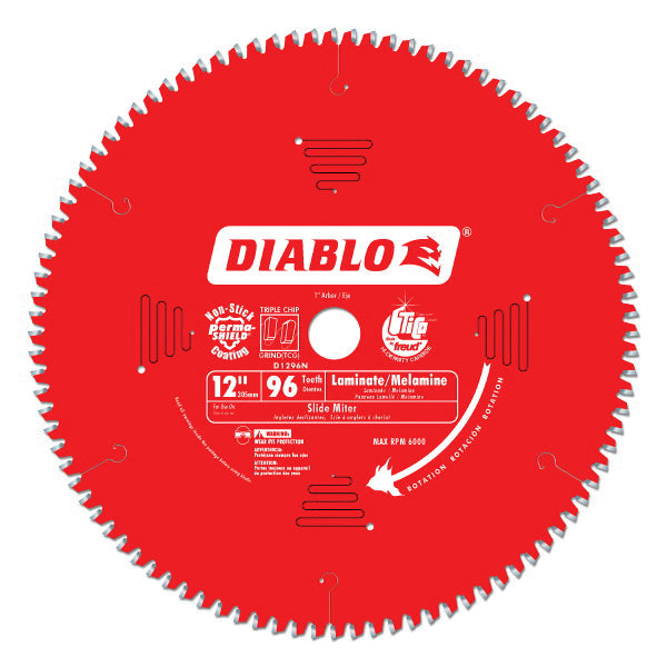 Diablo® D1296N Circular Saw Blade, 12 in Dia x 0.071 in THK, 1 in Arbor, 96 Teeth