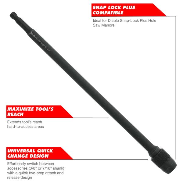 Diablo® DXT1020 Universal Extension, 1/4 in Shank, 12 in L