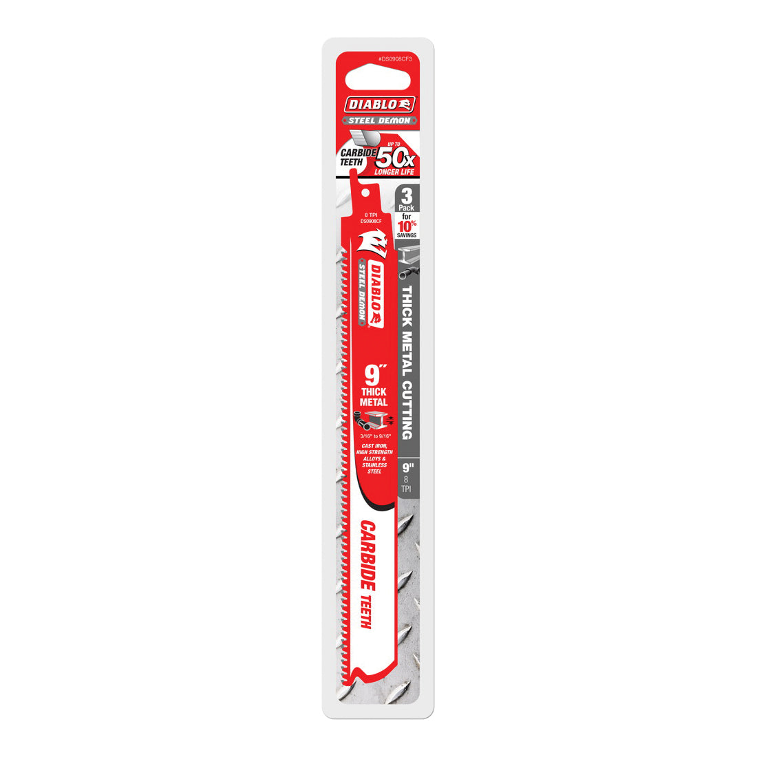 Straight Back Reciprocating Saw Blade - 9" L - Bi-Metal
