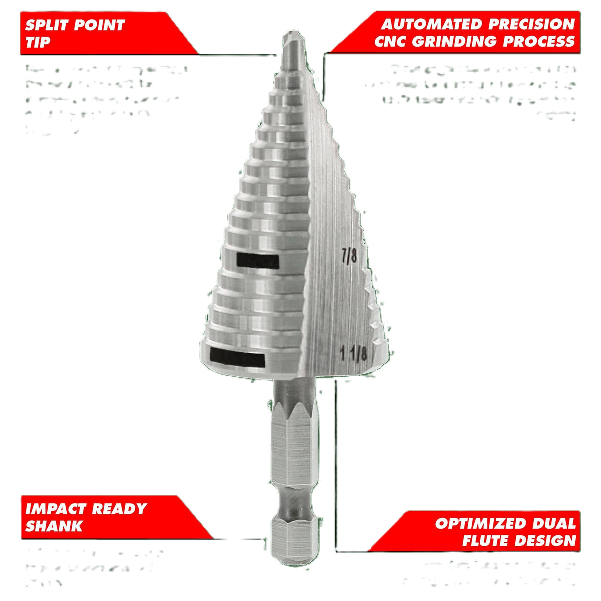 Impact Step Drill Bit Set - 3 Pieces