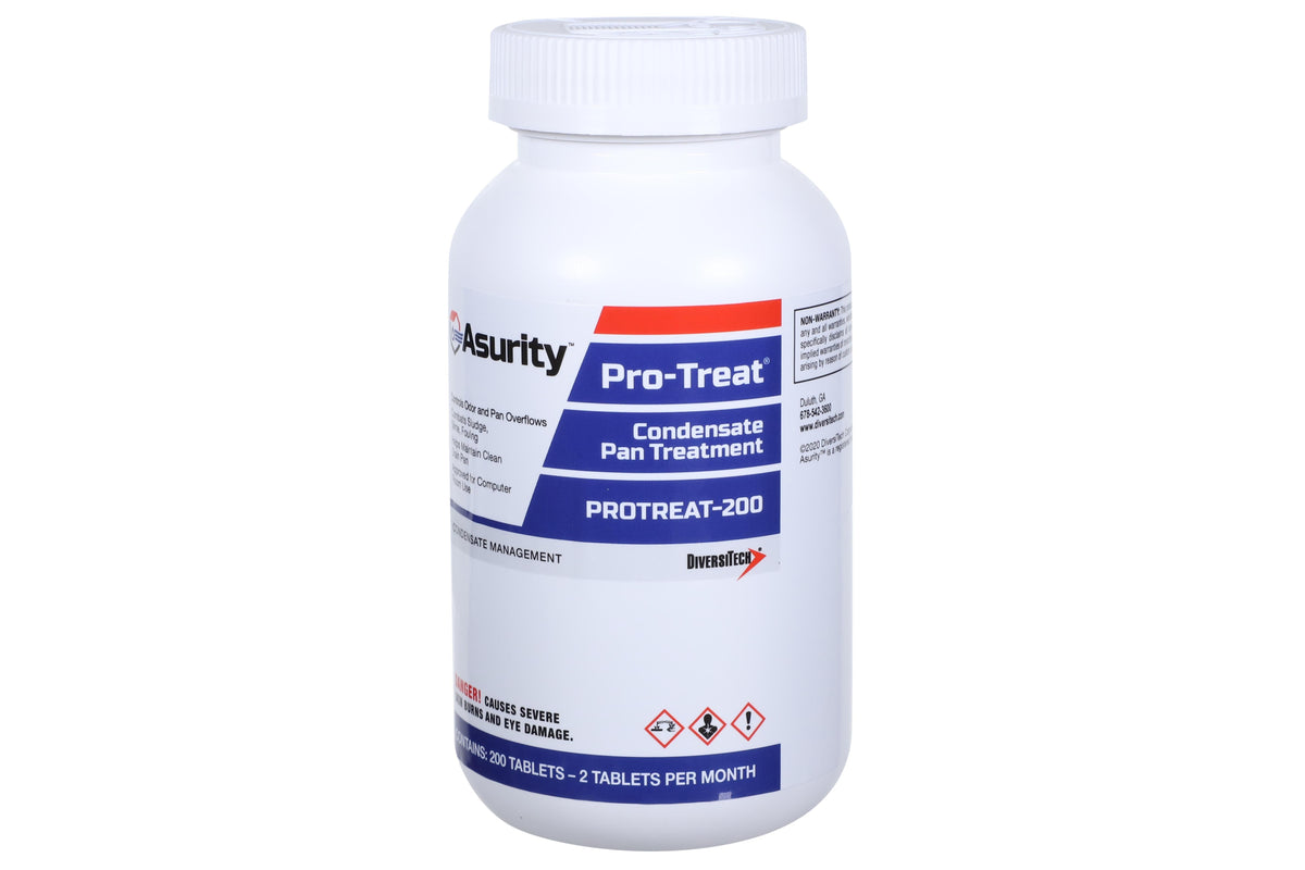 Diversitech Pro-Treat® PROTREAT-200 Economy Condensate Drain Pan Treatment, 200 Tablet Jar, 8 to 9 at 1%, Tablet, Faint