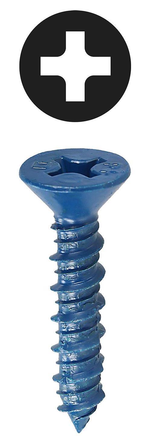 Dottie® 14P114 Phillips Head Concrete Anchor System, 1/4 in Dia, 1-1/4 in OAL, Slotted Head Drive, Steel