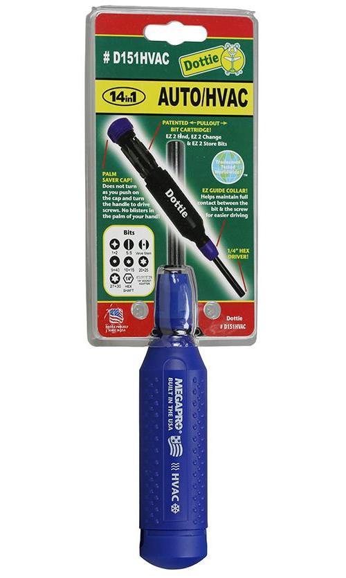 Dottie® Megapro D151HVAC 14-in-1 Auto HVAC Screwdriver Set, 1/4 in Phillips®