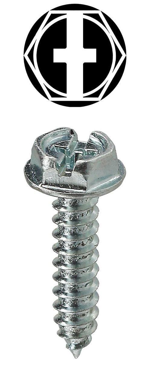 Dottie® HWSMS1034 Sheet Metal Screw With Washer, #10, 3/4 in OAL, Hex Washer Head, Phillips®/Slotted Drive, Steel, Zinc Plated