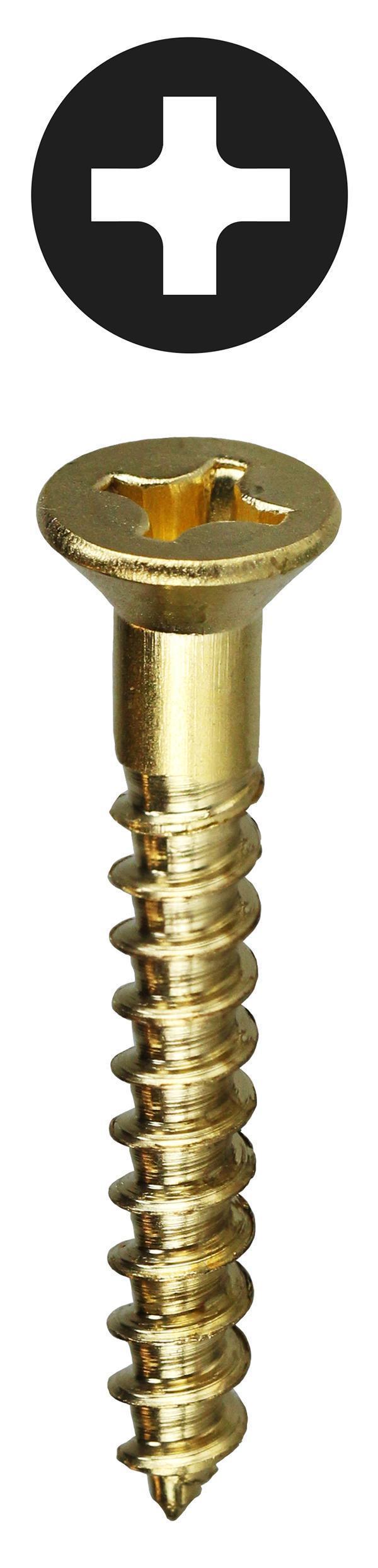 Dottie® PHFWB8114 Wood Screw, #8, 1-1/4 in OAL, Flat Head, Solid Brass, Phillips® Drive, Zinc Plated