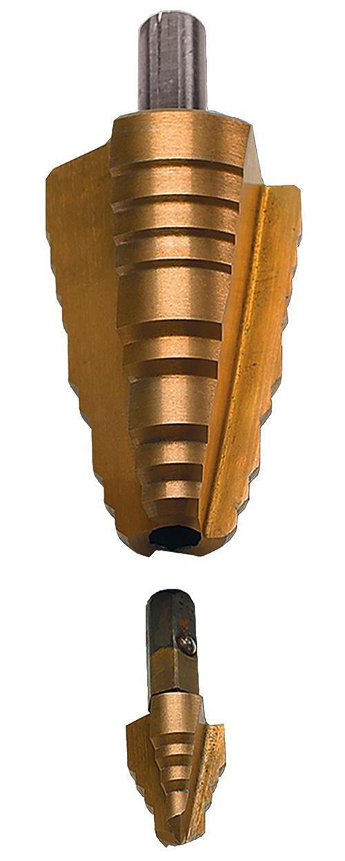 Dottie® RTTP6030 Replaceable Tip Step Drill Kit, 1/4 in Dia Min Hole, 1-3/8 in Dia Max Hole, 9 Steps, M2 HSS, 1/4 in Shank
