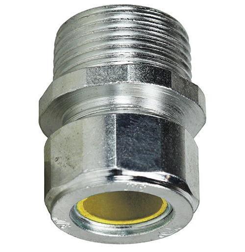 Dottie® SR75B750 Strain Relief Electrical Connector, 3/4 in Trade, 0.65 to 0.75 in Cable Openings, Steel, Zinc Plated