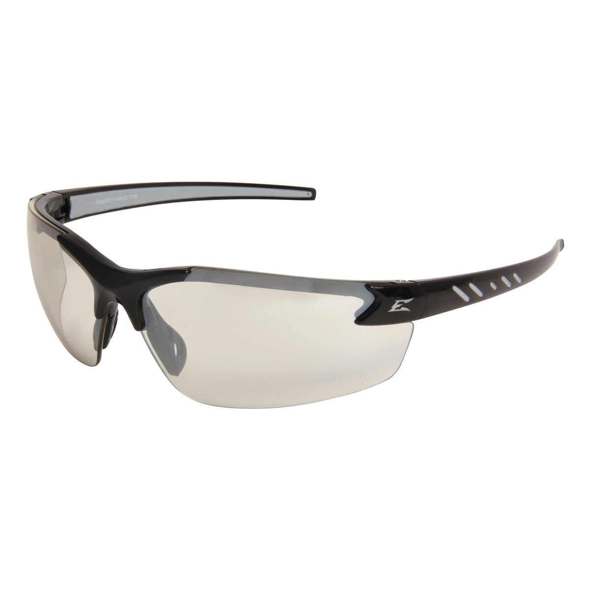 EDGE® DZ111AR-G2 Zorge G2 Unisex Safety Glasses, Anti-Reflective/Anti-Scratch, Clear Lens, Frameless Frame, Gloss Black, Nylon Frame, Polycarbonate Lens, ANSI/ISEA Z87.1+2015, MCEPS GL-PD 10-12