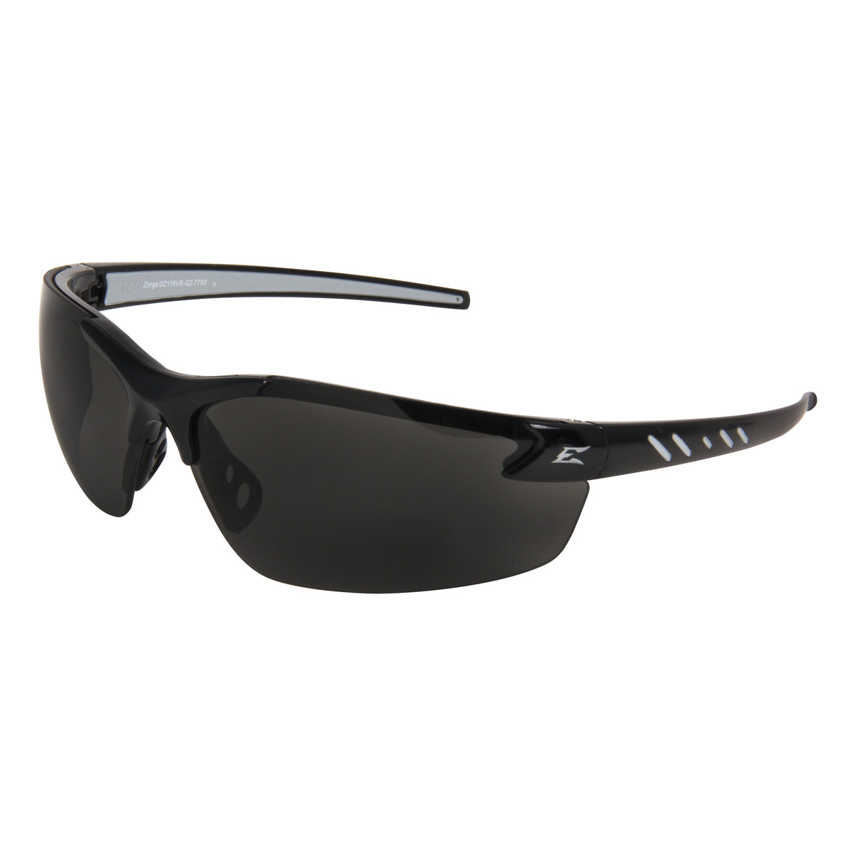 EDGE® DZ116-2.0-G2 Zorge G2 Safety Glasses, Anti-Scratch, Smoke Lens, Full-Frame Frame, Black, Nylon/Polycarbonate Frame, Polycarbonate Lens, ANSI/ISEA Z87.1+2015, MCEPS GL-PD 10-12