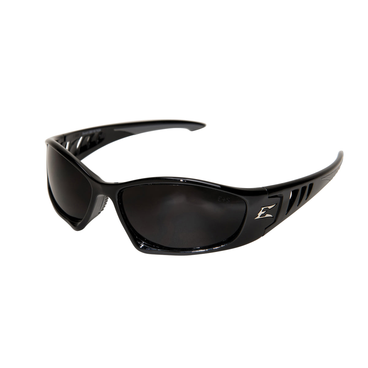 EDGE® SB116 Baretti Non-Polarized Safety Glasses, Anti-Scratch/Fog-Resistant, Smoke Lens, Wrap Around Frame, Gloss Black, Nylon Frame, Polycarbonate Lens, ANSI/ISEA Z87.1+2015, MCEPS GL-PD 10-12