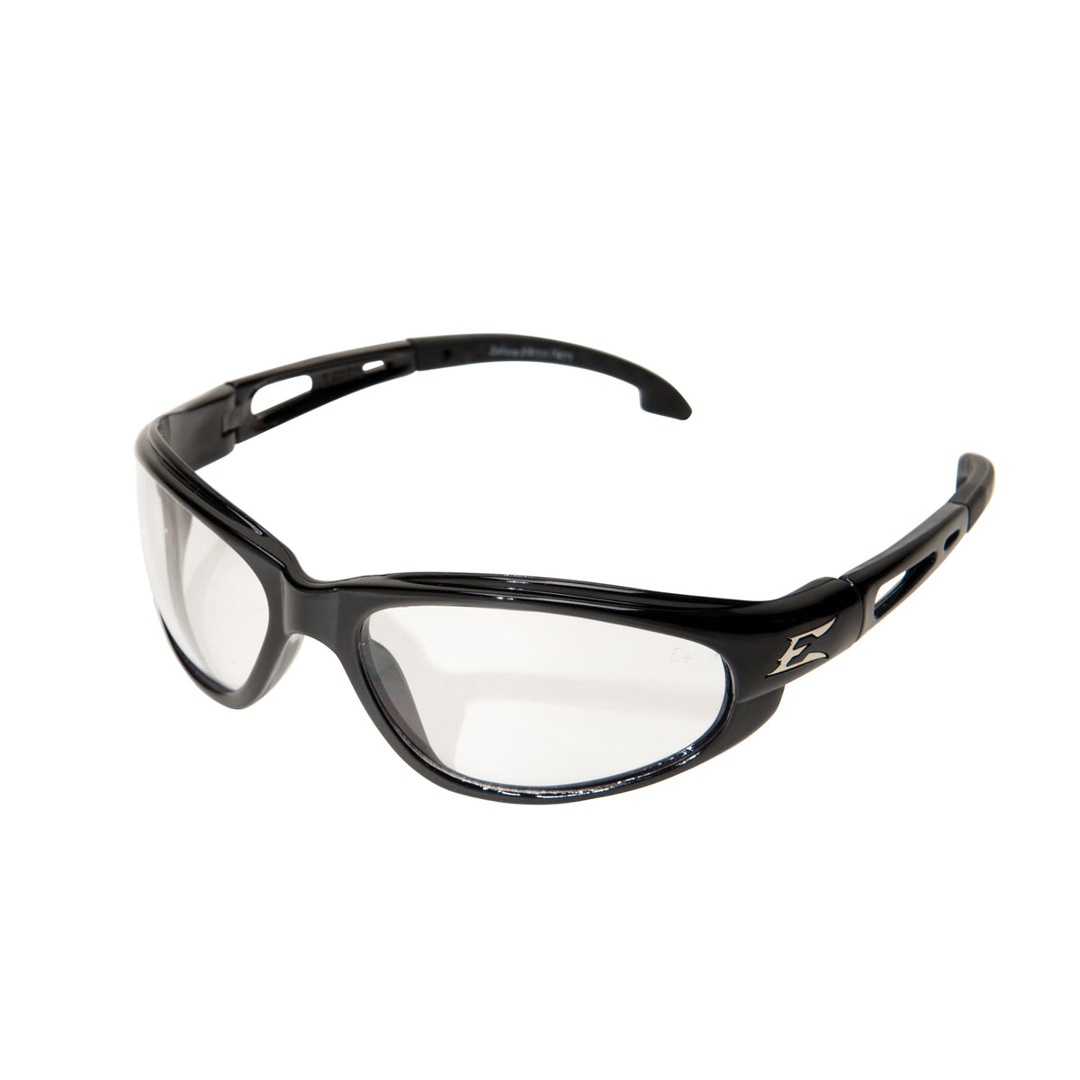 EDGE® SW111 Dakura Non-Polarized Safety Glasses, Anti-Scratch/Fog-Resistant, Clear Lens, Wrap Around Frame, Gloss Black, Nylon Frame, Polycarbonate Lens, ANSI/ISEA Z87.1+2015, MCEPS GL-PD 10-12