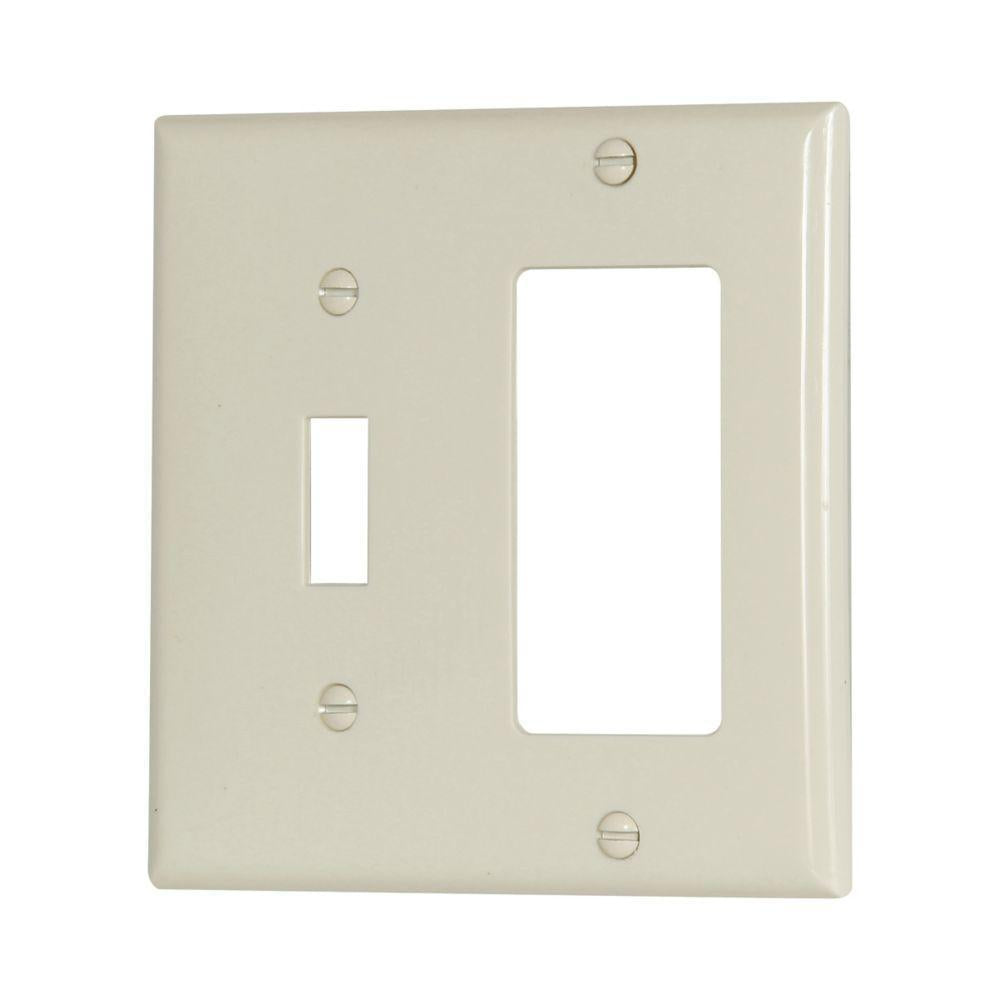 EATON Arrow Hart™ 5153LA 5000 Standard Combination Wall Plate, 2 Gangs, 4.56 in W x 4.5 in H, Nylon/Thermoplastic, Light Almond